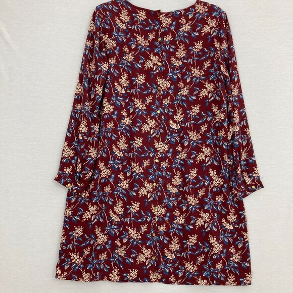 Madewell Burgundy Floral V Neck Button Back Long Sleeve Feminine Dress Medium - Picture 10 of 13